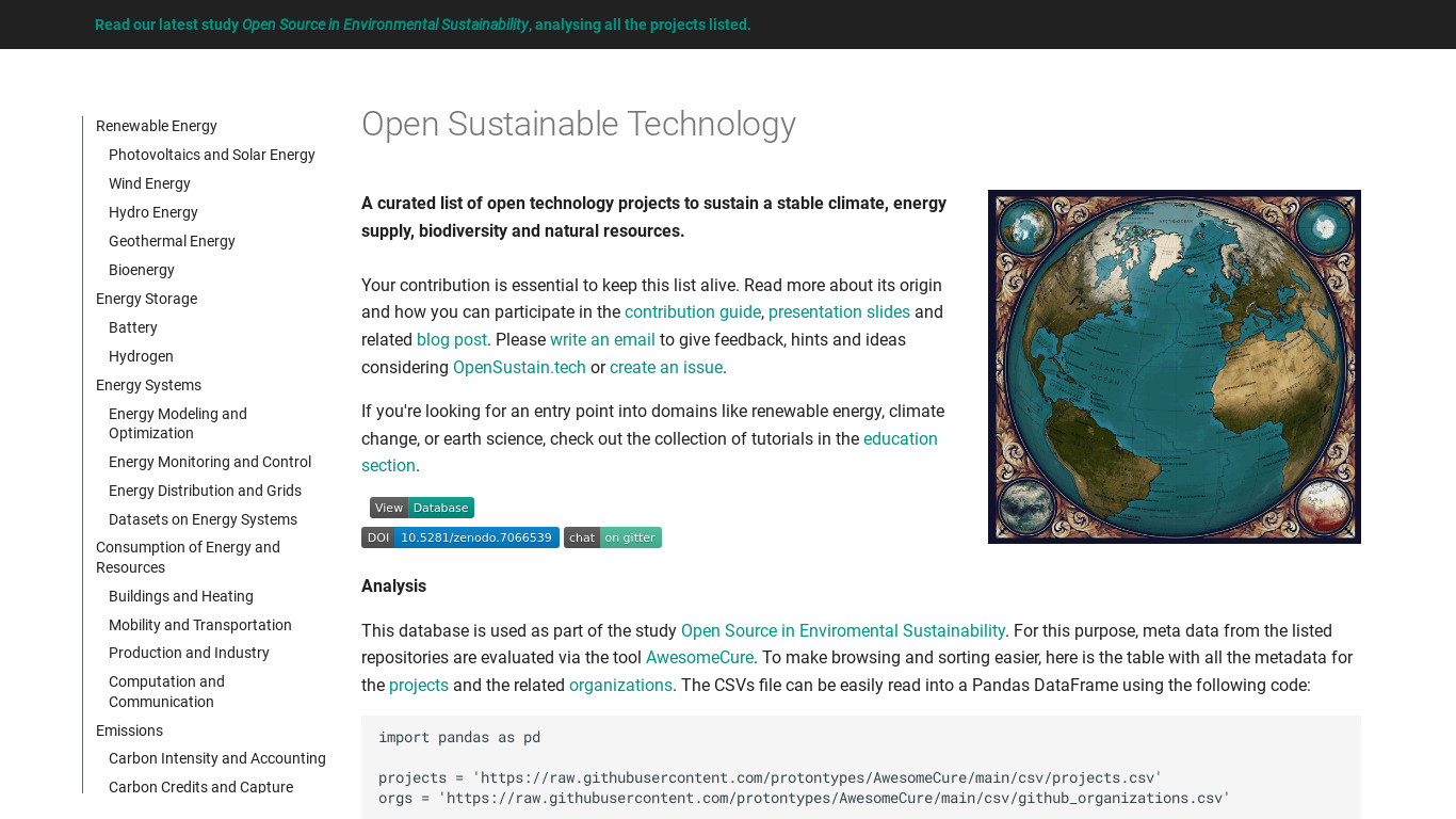 Open Sustainable Technology Landing page