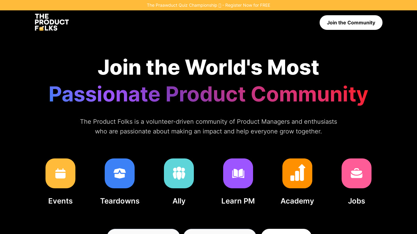 The Product Folks Landing page
