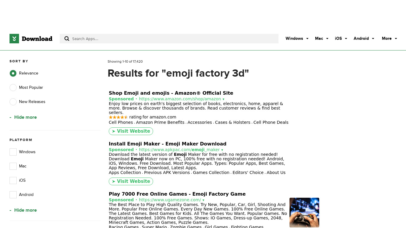 Emoji Factory 3D Landing page