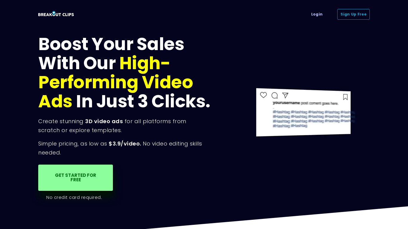 Breakout Clips Landing page