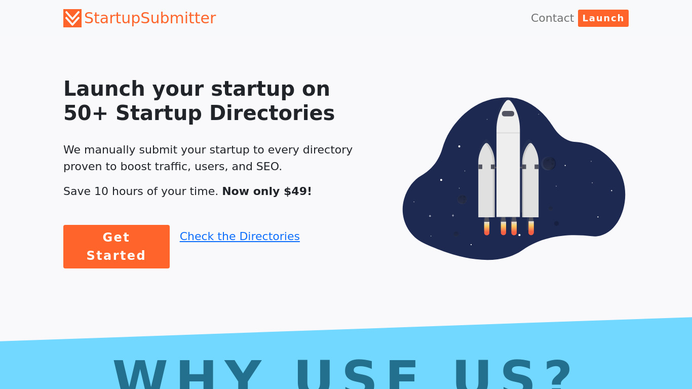 Startup Submitter Landing page