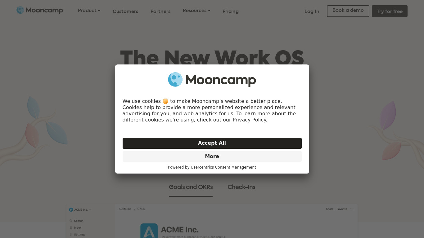 Mooncamp Landing page