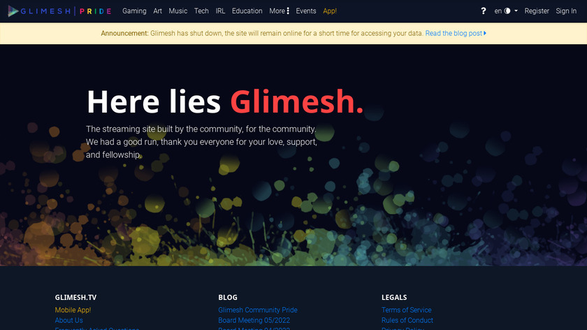 Glimesh Landing Page