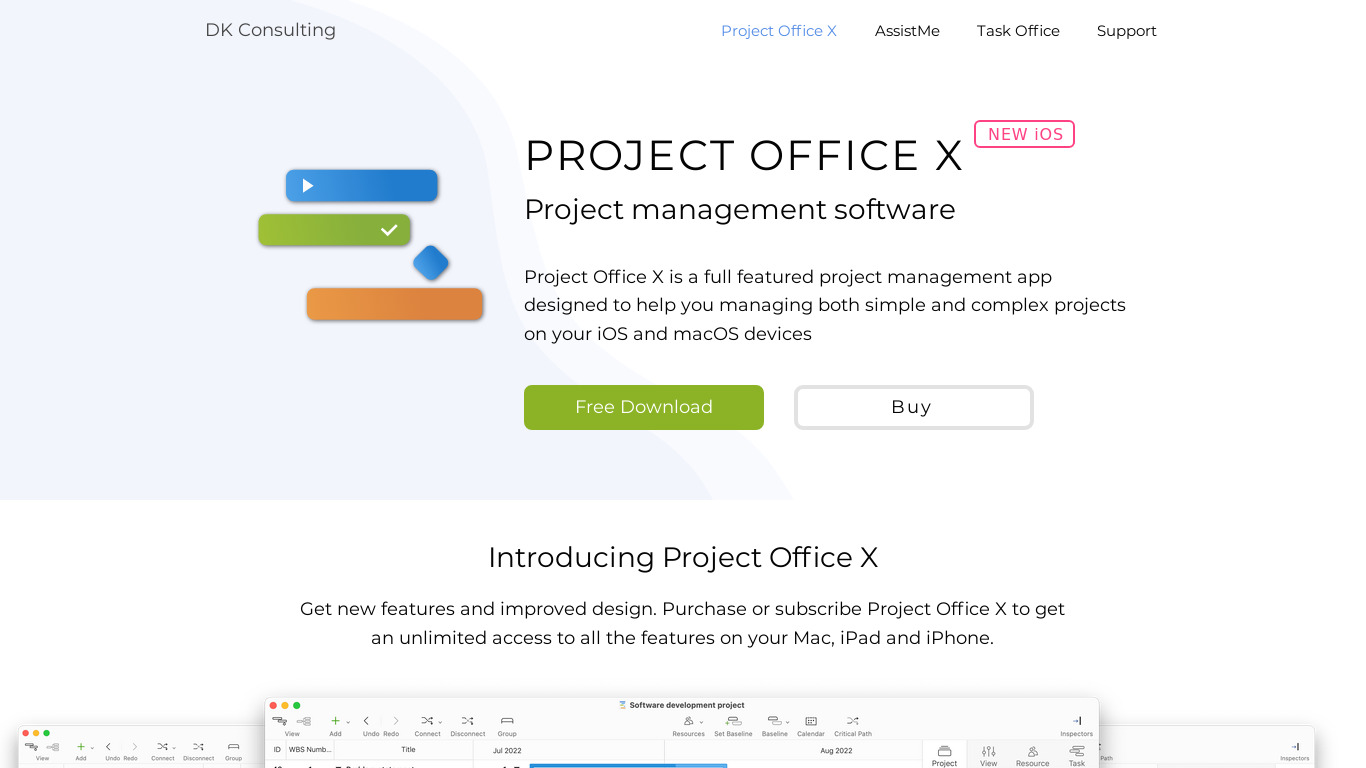 Project Office: Gantt chart Landing page