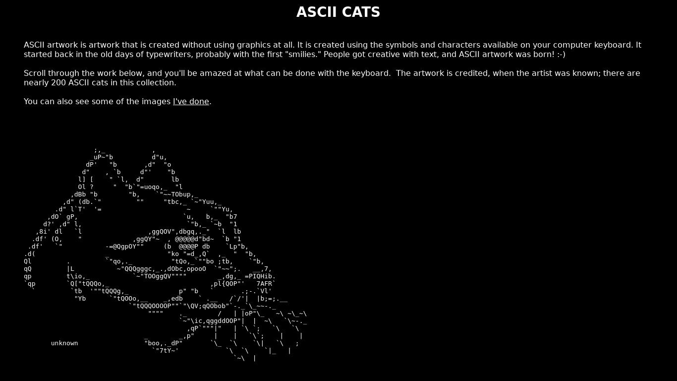 ASCII Cats Landing page