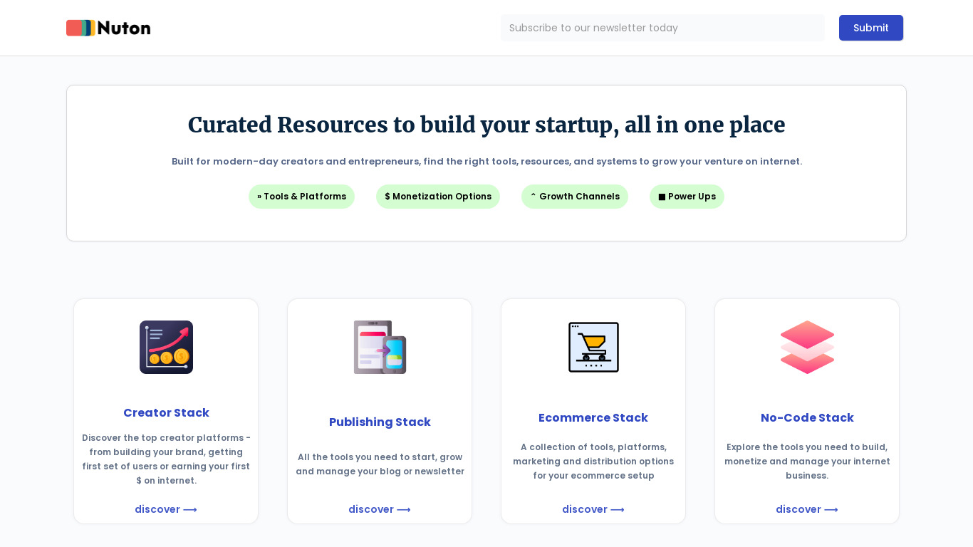 Nuton.co Landing page