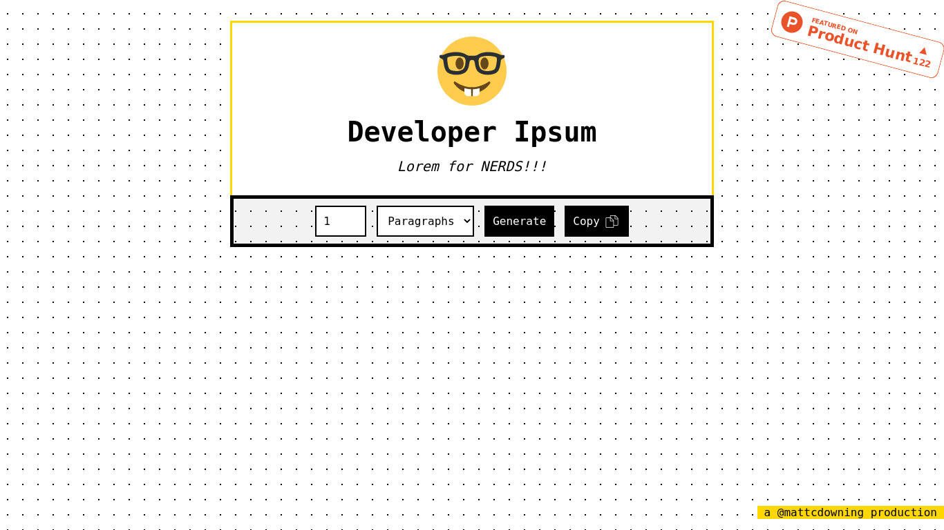 Developer Ipsum Landing page