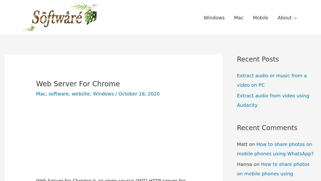 Web Server for Chrome Landing page