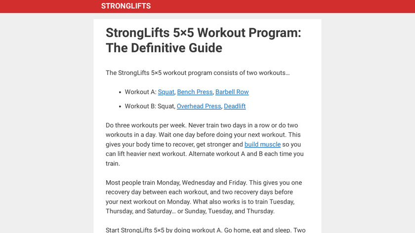 StrongLifts 5x5 Landing Page