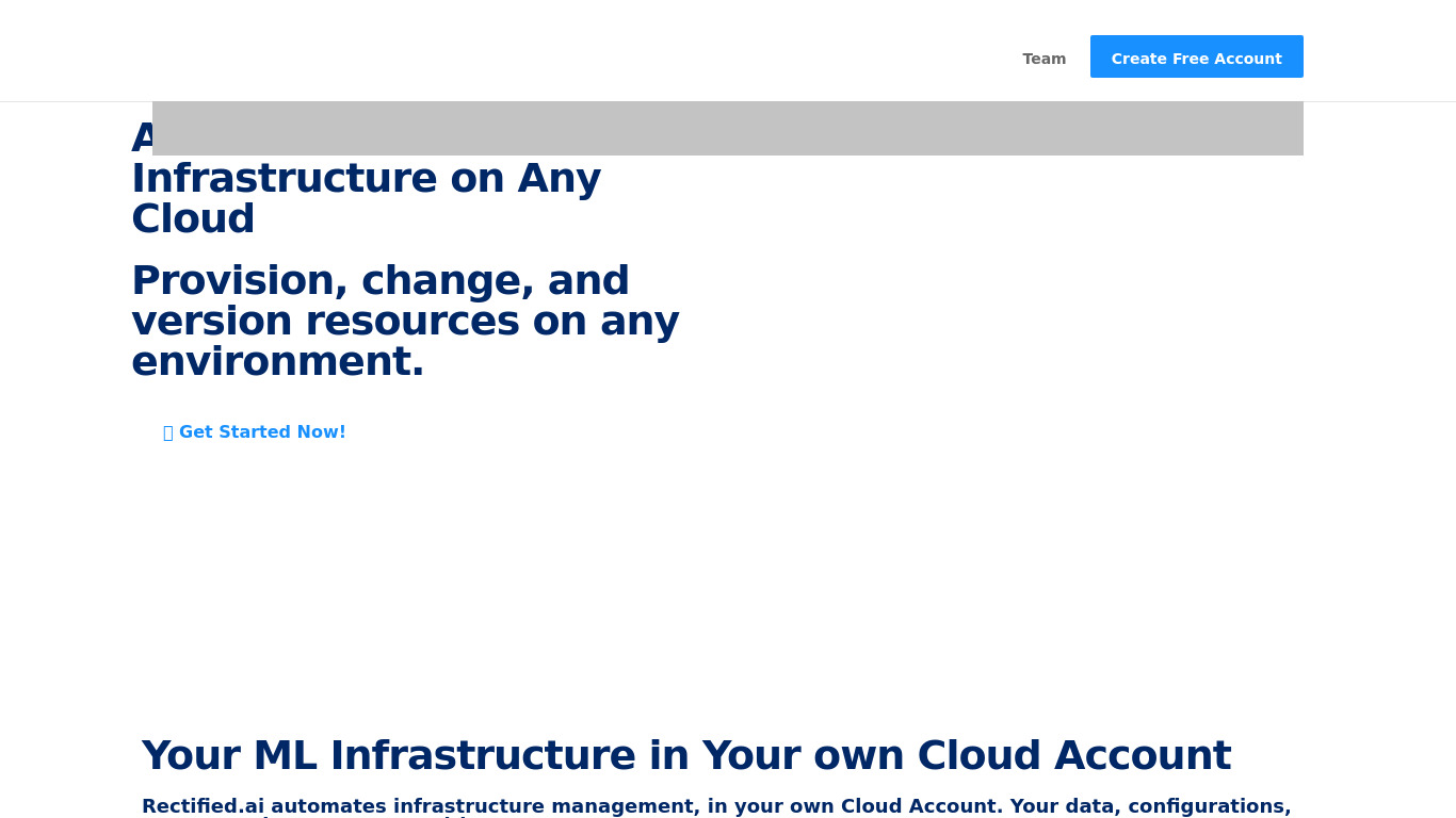 Rectified.ai Landing page