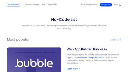 NoCode Tool List by WeLoveNoCode screenshot