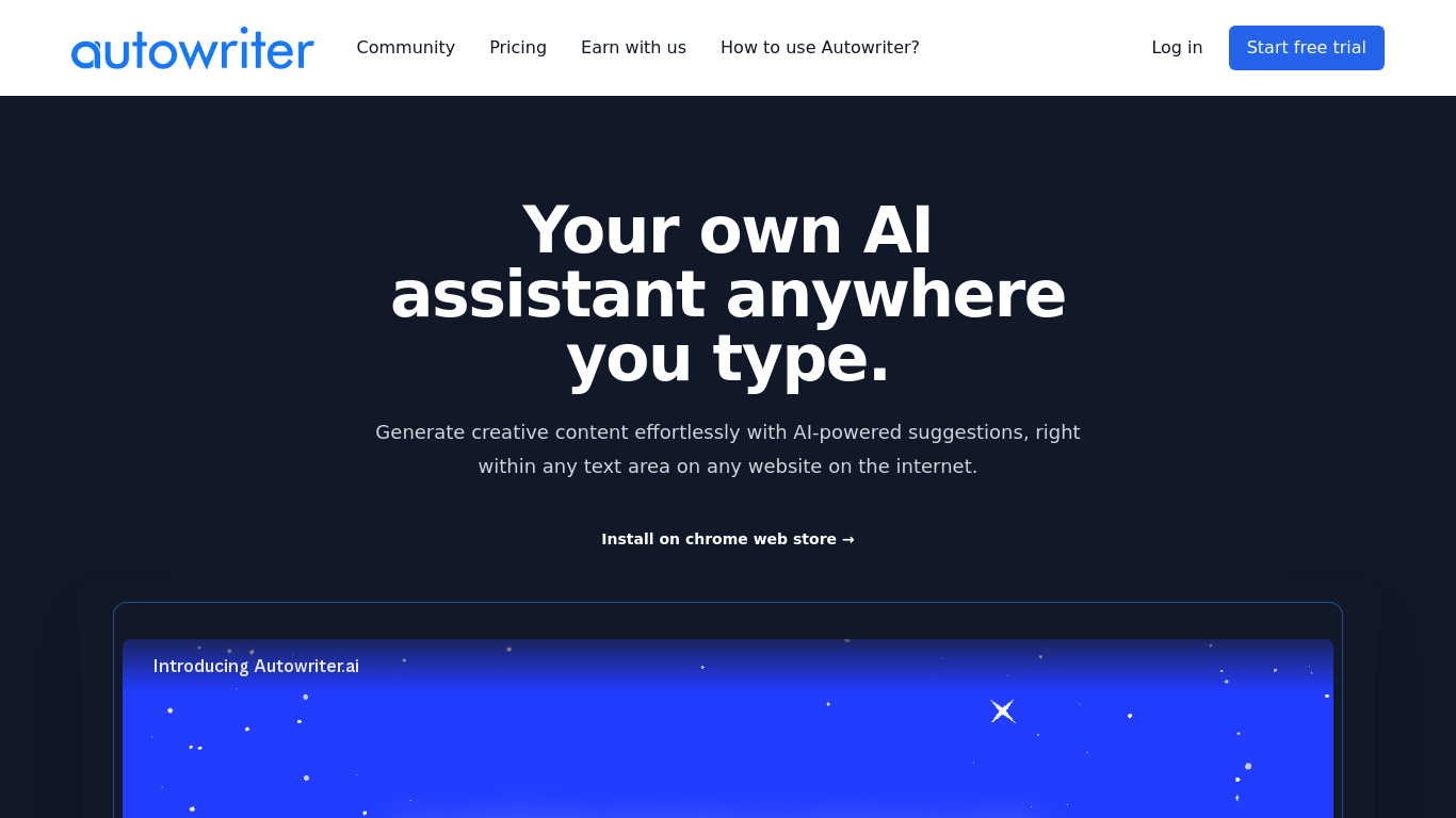 Autowriter Landing page