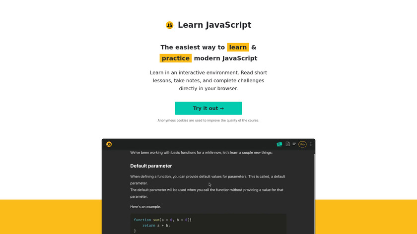 Learn JavaScript Landing Page