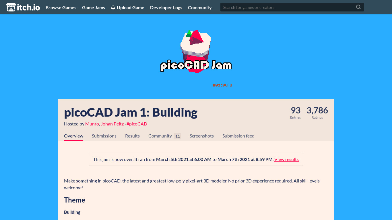 picoCAD Landing page