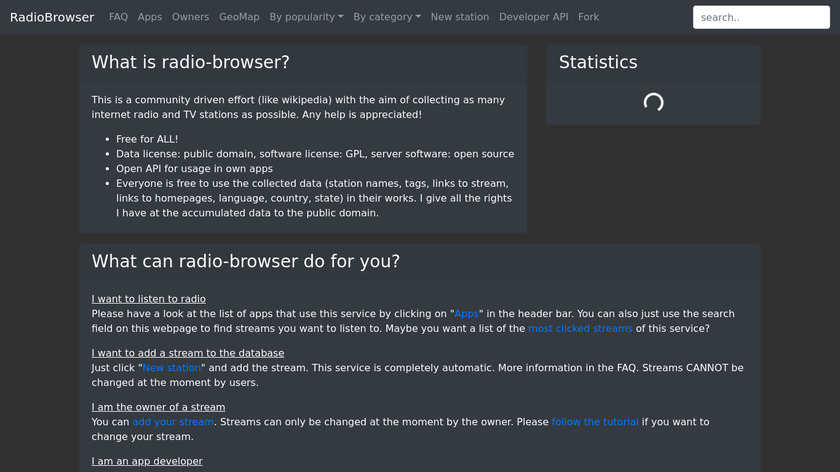 Radio-Browser.info Landing Page