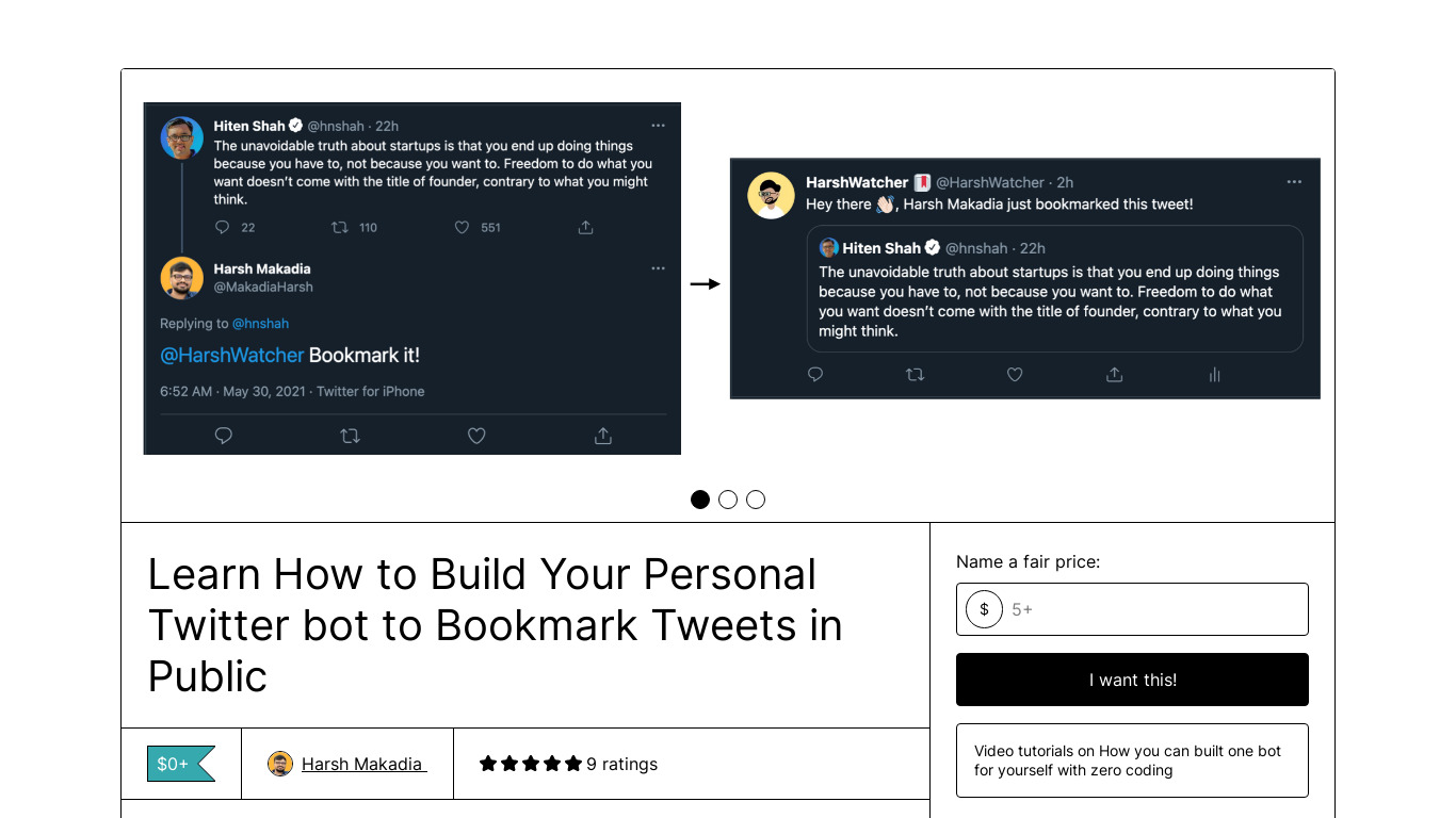 Twitter Bot Without Code Landing page