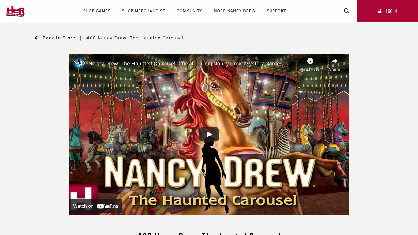 Nancy Drew: The Haunted Carousel Landing page
