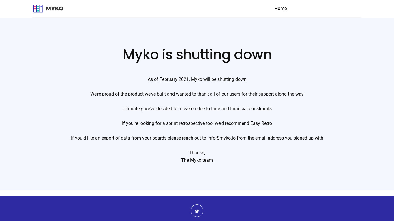 Myko.io Landing page