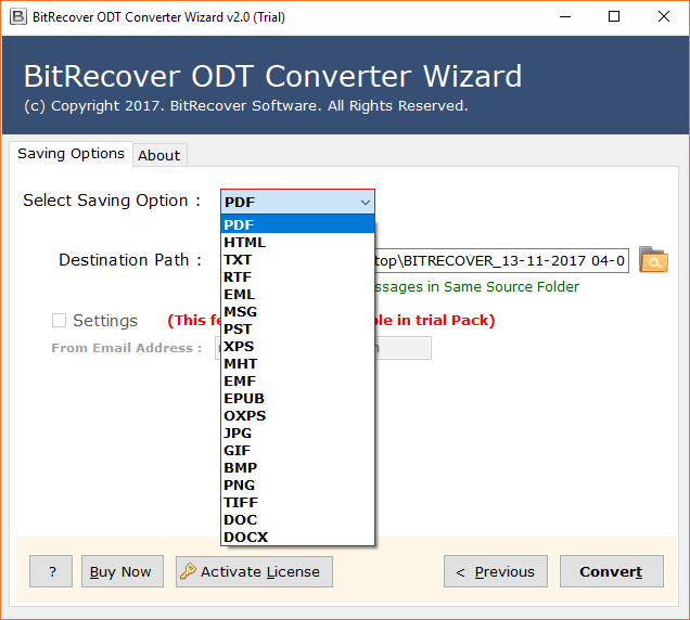 BitRecover ODT Converter Wizard Landing page