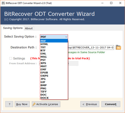 BitRecover ODT Converter Wizard screenshot