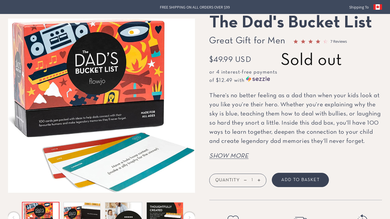 The Dad's Bucket List Landing page