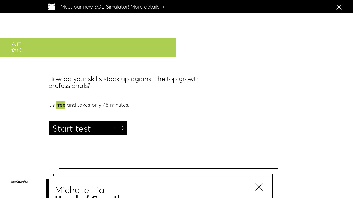 Growth Skills Assessment Test Landing page