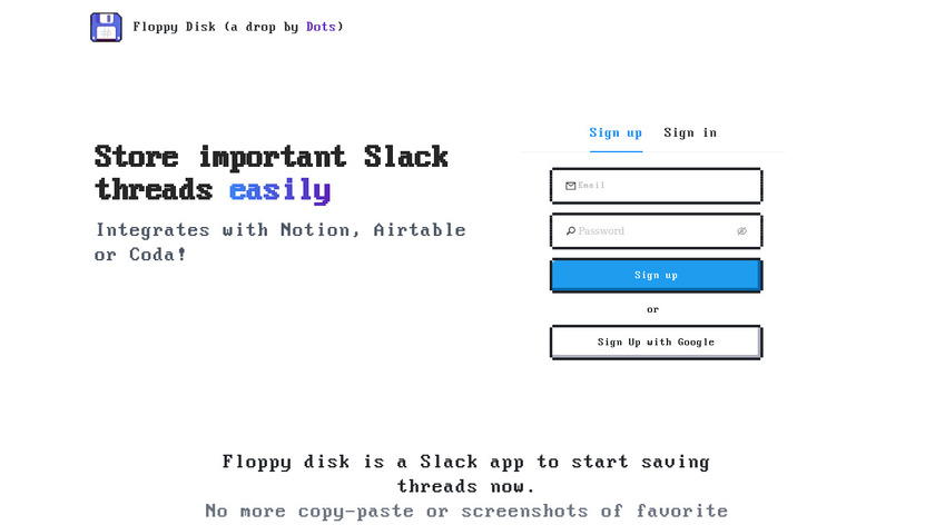 Floppy disk for Slack Landing Page