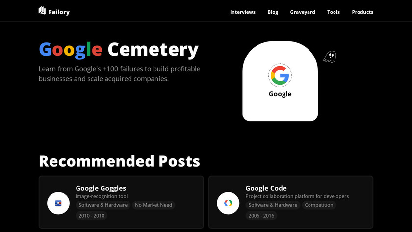 Google Cemetery by Failory Landing Page