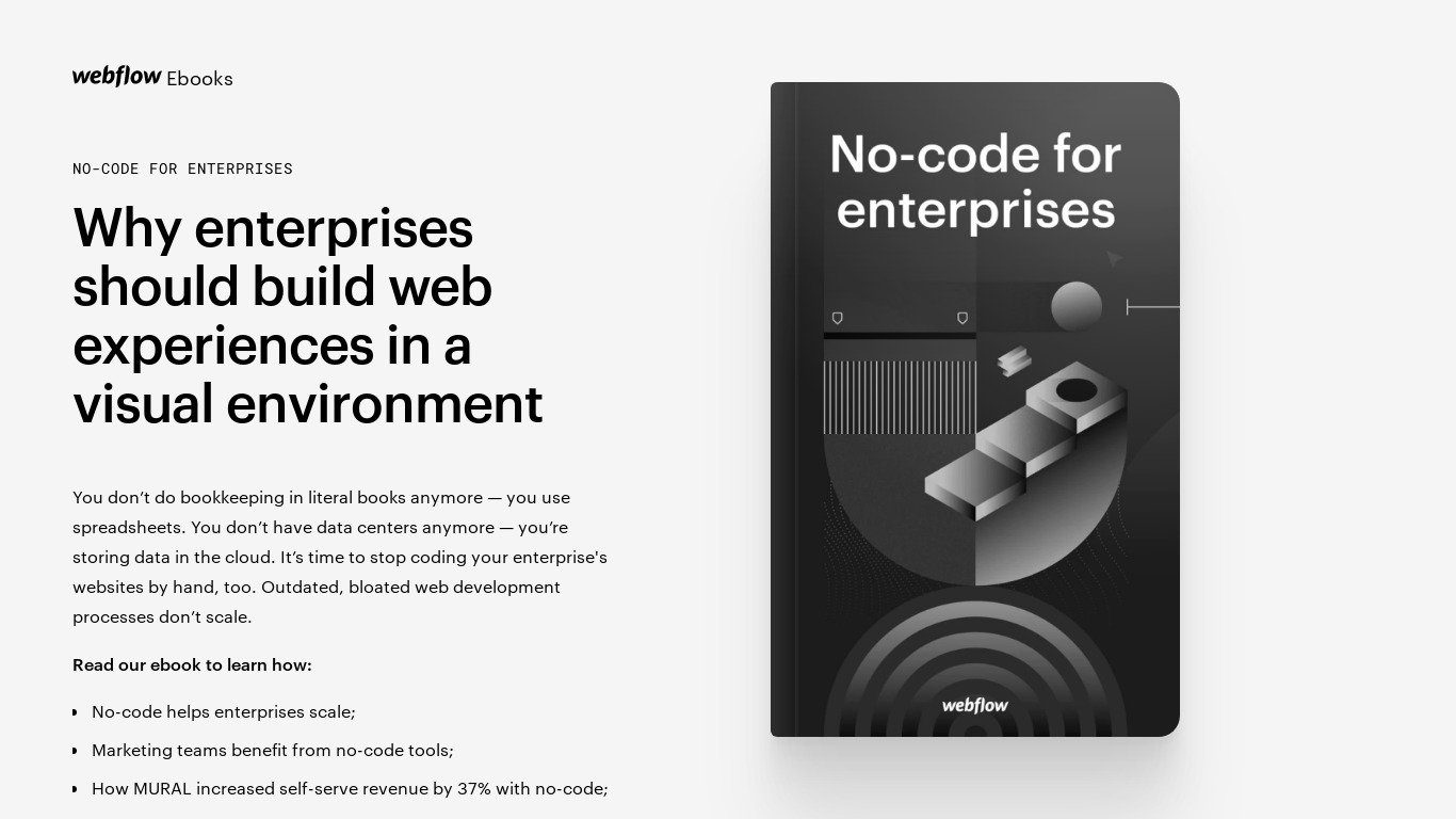 No-code for Enterprises Landing page