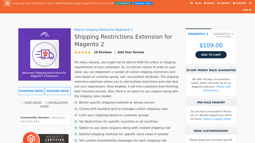 Mconnect Shipping Restrictions Extension Landing Page