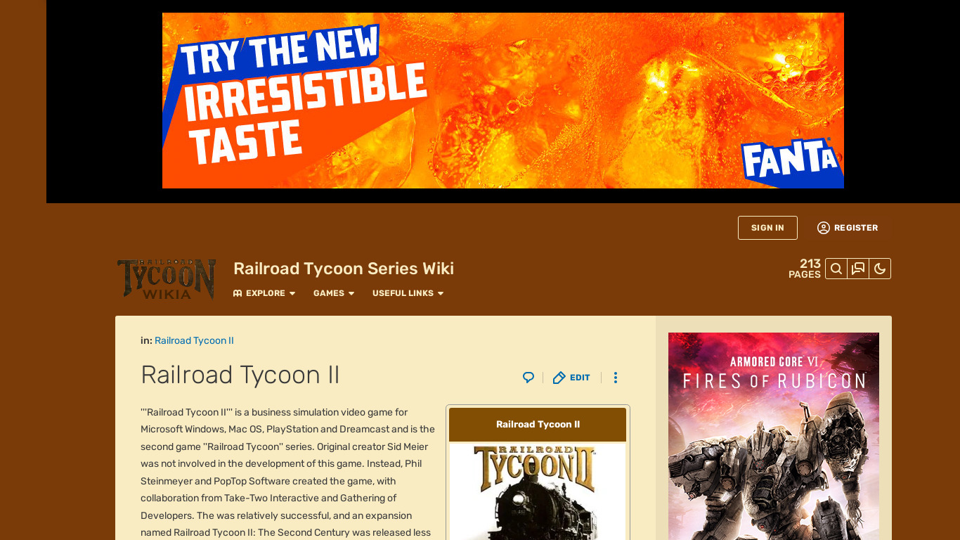 Railroad Tycoon 2: Platinum Landing page