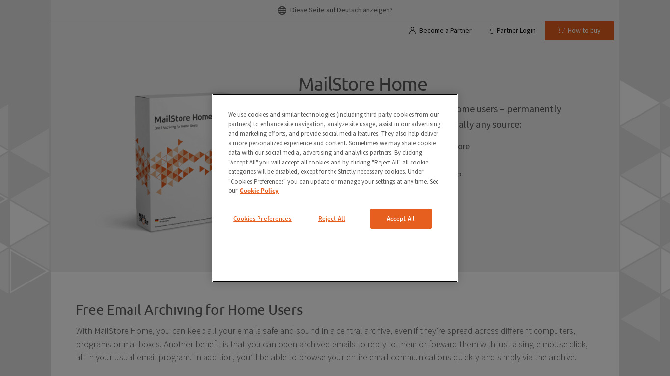 MailStore Landing page