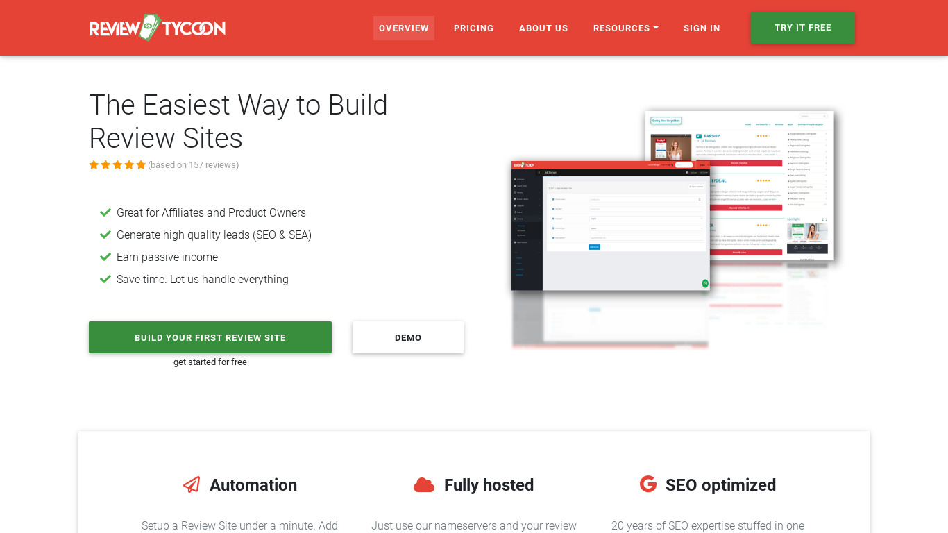ReviewTycoon Landing page