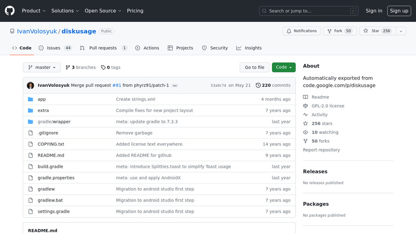 DiskUsage Landing Page