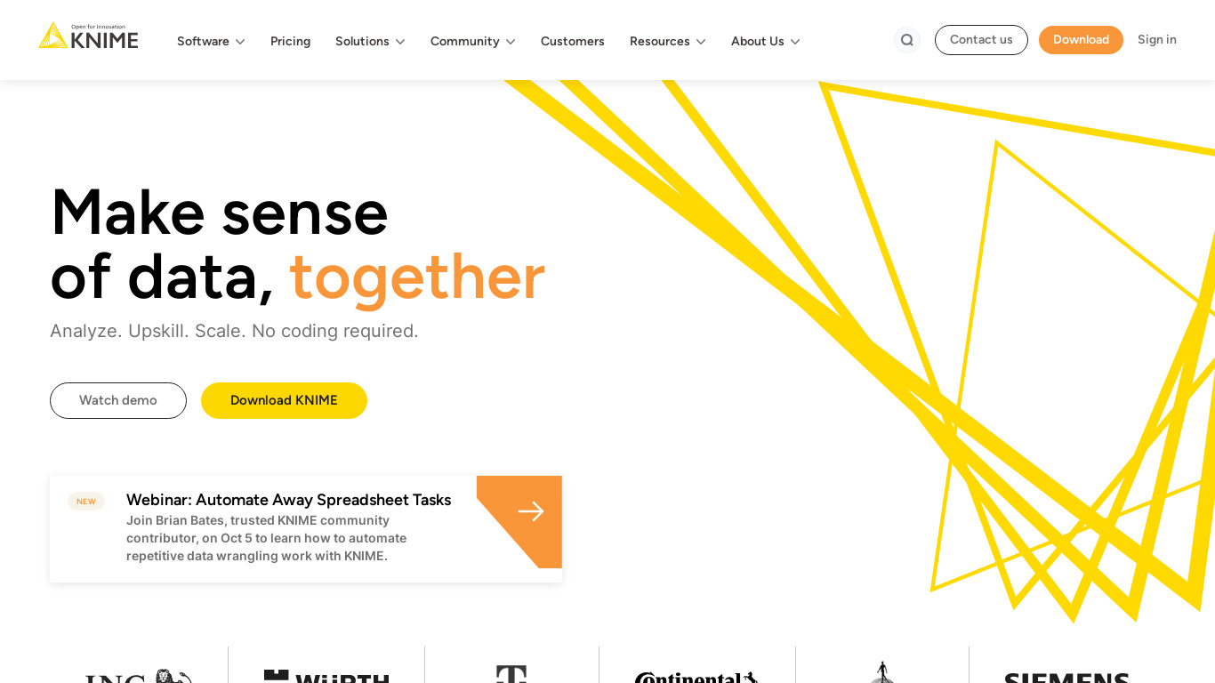 KNIME Landing page