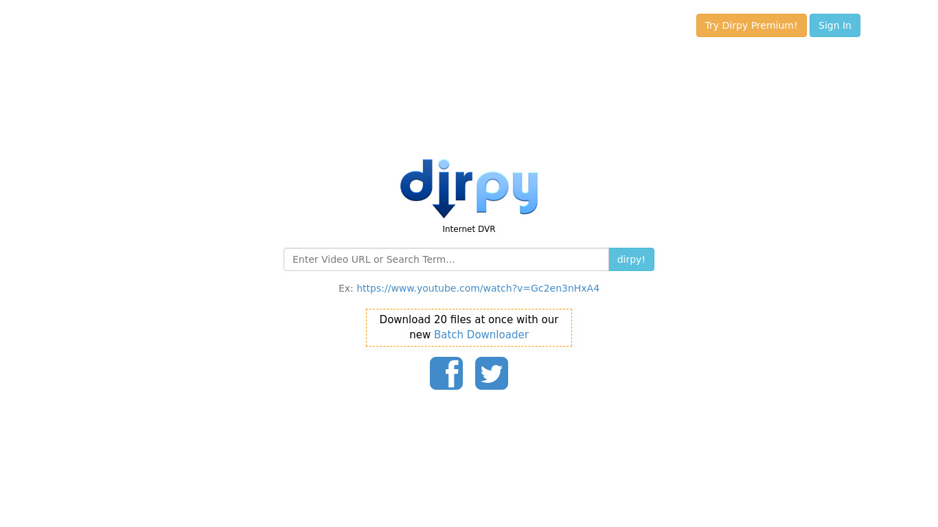 Dirpy Landing page