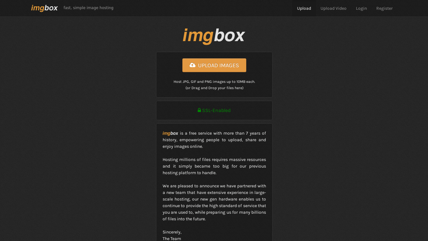 imgbox Landing page