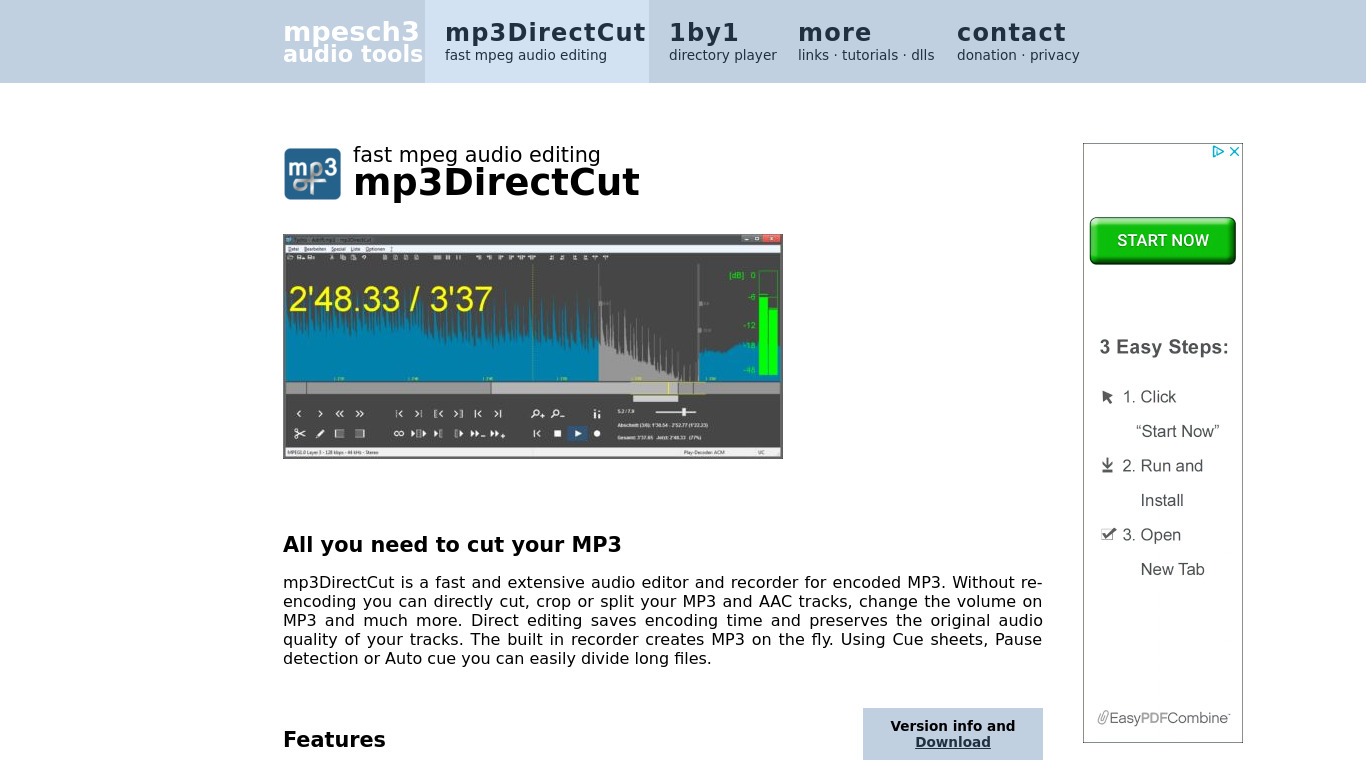 mpesch3.de1.cc mp3DirectCut Landing page