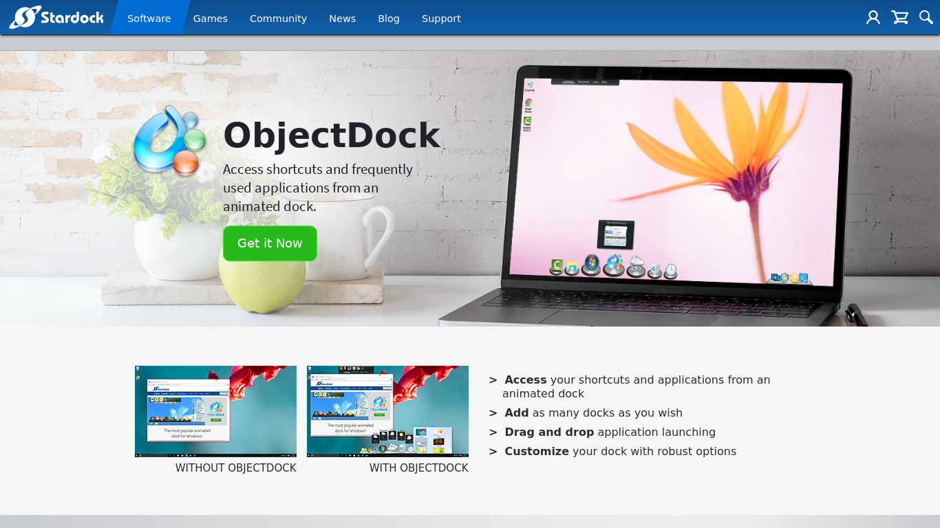 ObjectDock Landing page