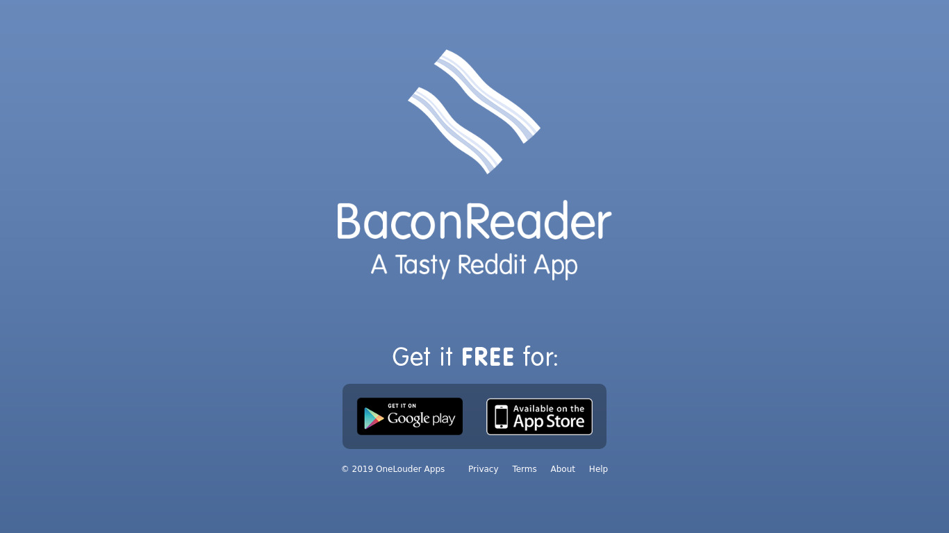 BaconReader Landing page