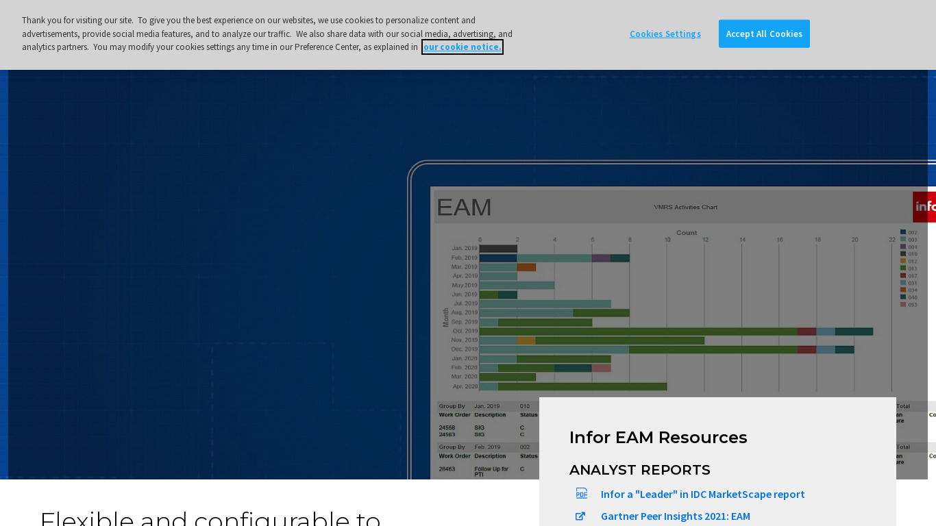 Infor EAM Landing page
