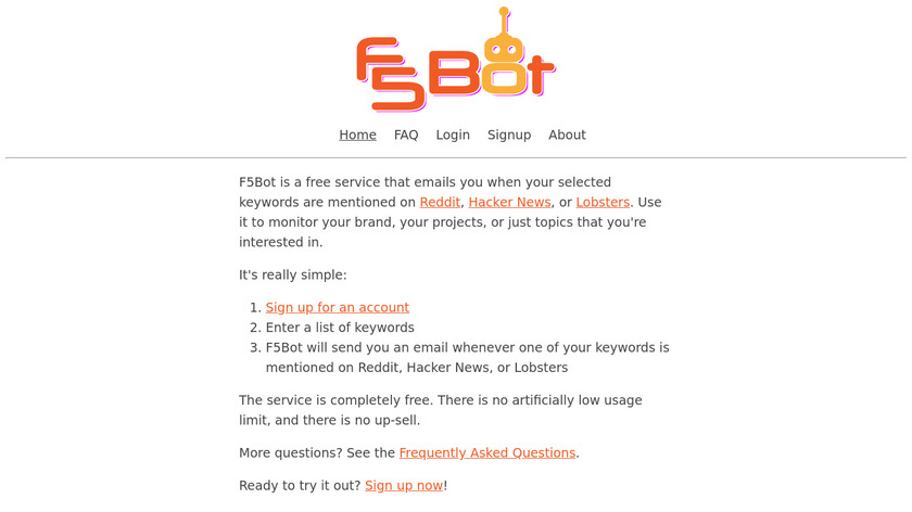 F5Bot Landing Page