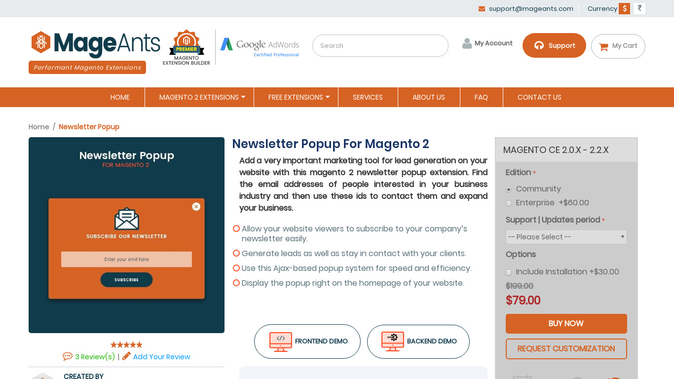 Magento 2 Newsletter Popup Landing page