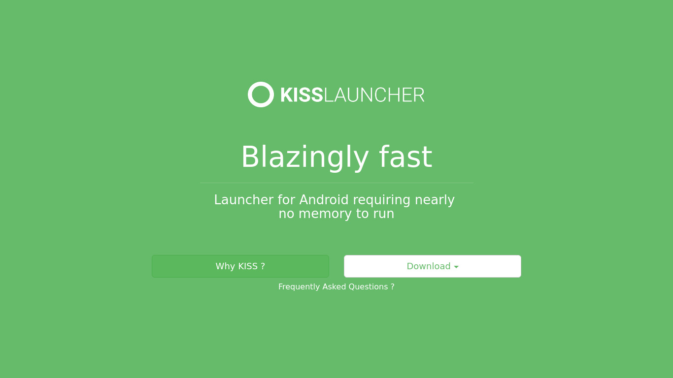 KISS Launcher Landing page