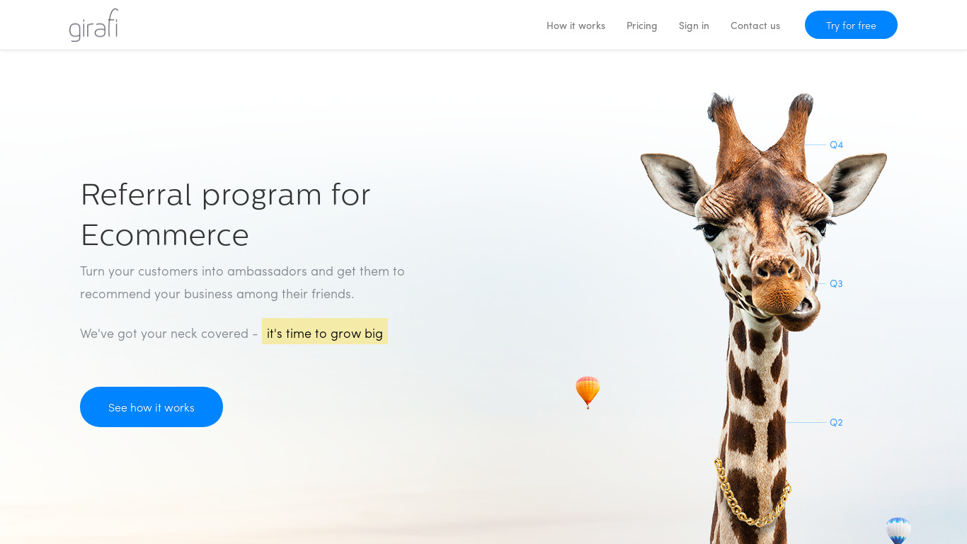 Girafi Landing page