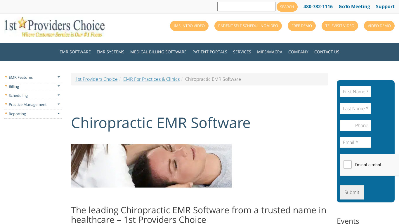 IMS for Chiropractic Landing page