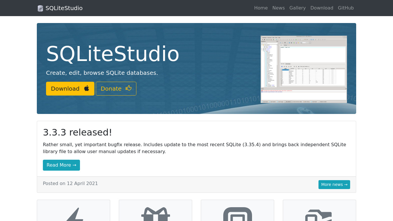 SQLiteStudio Landing page