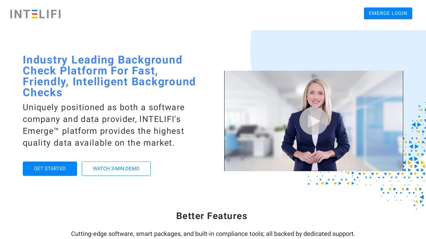 Intelifi Background Check Software Landing page