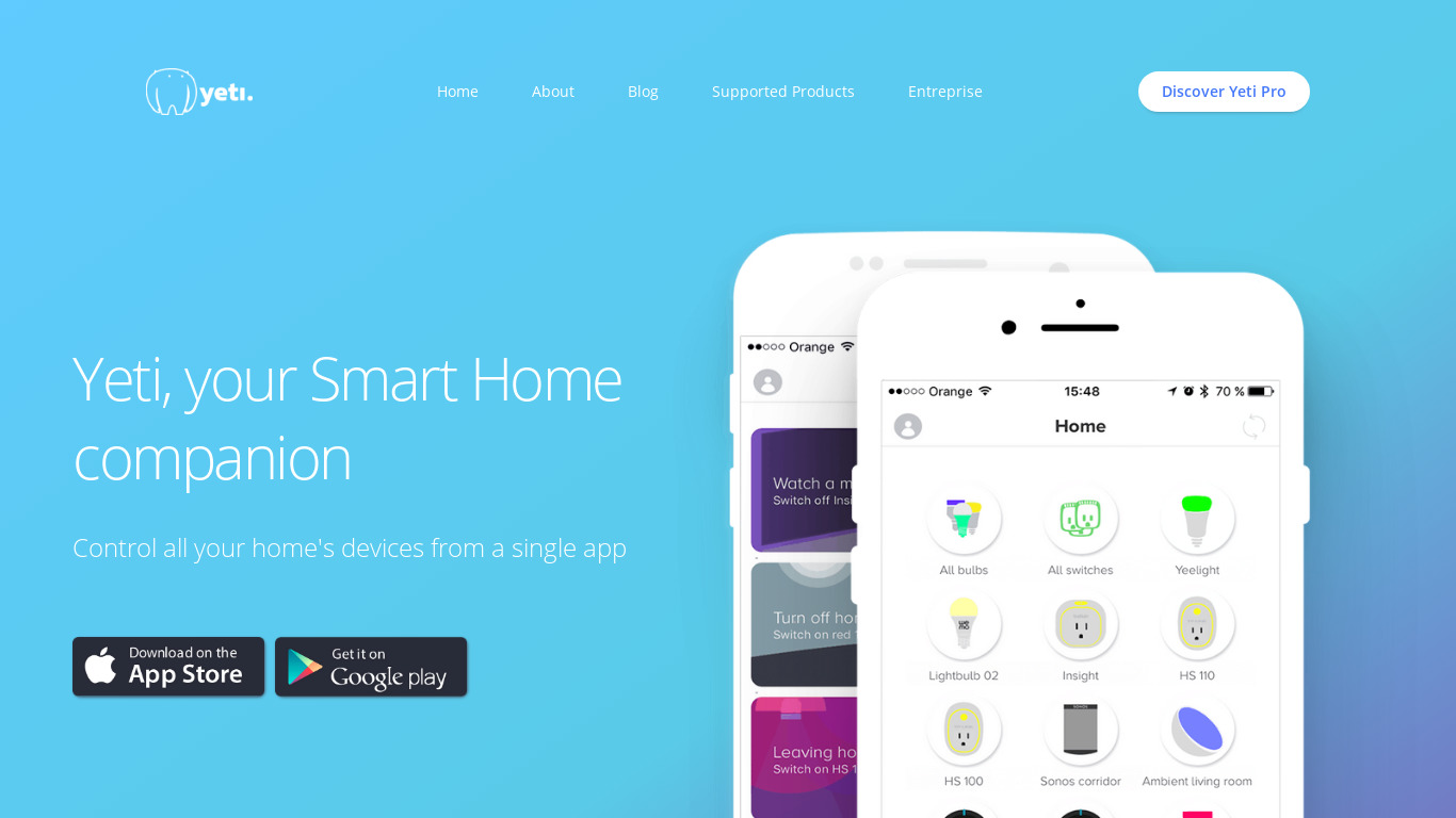 techylist.com Yeti Smart Home Landing page