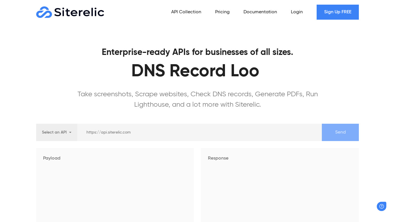Site Relic Landing page